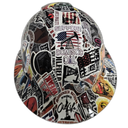 Oil Field Extreme Sticker Bomb Custom Hydro Dipped Full Brim Hard Hat - Top View