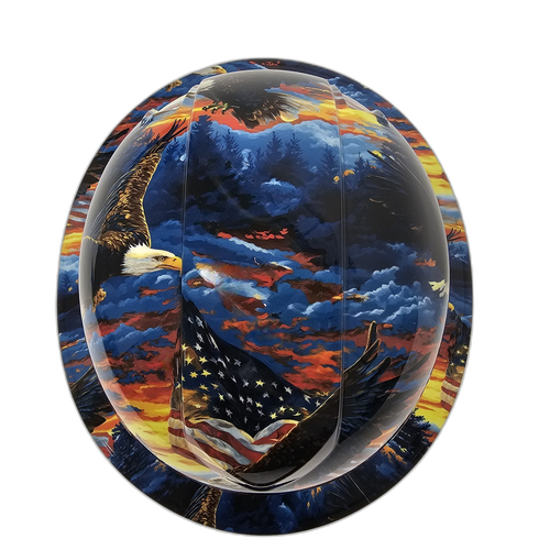 Eagles Of Freedom USA Custom Hydro Dipped Full Brim Hard Hat - Top View