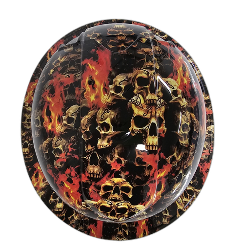 Gate of Skulls Stacked Evil Custom Hydro Dipped Full Brim Hard Hat - Top View