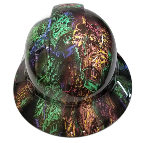 Leprechaun Irish Lucky Custom Hydro Dipped Full Brim Hard Hat - Top View