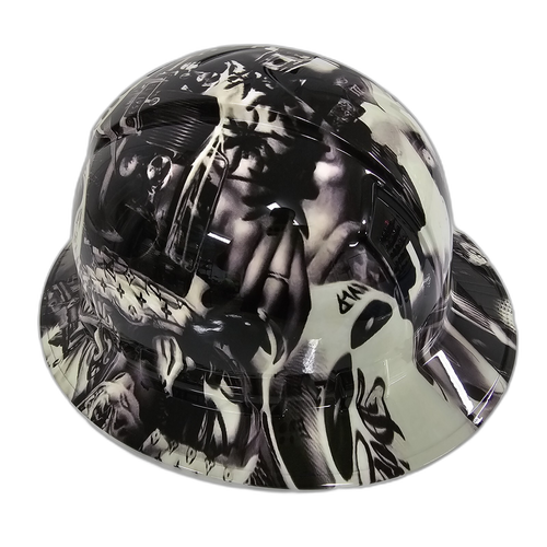 American Ganster Liberty Exclusive Custom Hydro Dipped Full Brim Hard Hat - Top View