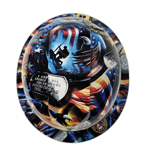 Veterans Memorial Day Salute USA Pride Custom Hydro Dipped Full Brim Hard Hat - Top View