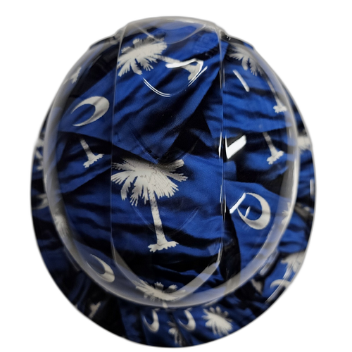 South Carolina State Flag Custom Hydro Dipped Full Brim Hard Hat - Top View