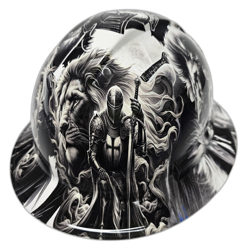 Crusader Knight & Lion Faith hard hat top view
