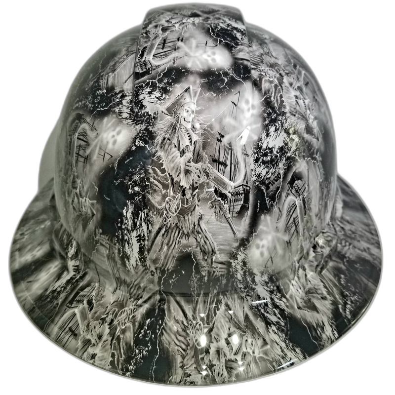 Pirate Skeleton Ghost Ship hard hat top view
