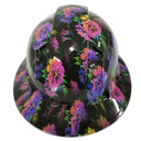 Neon Flowers Great Color Custom Hydro Dipped Full Brim Hard Hat - Back View