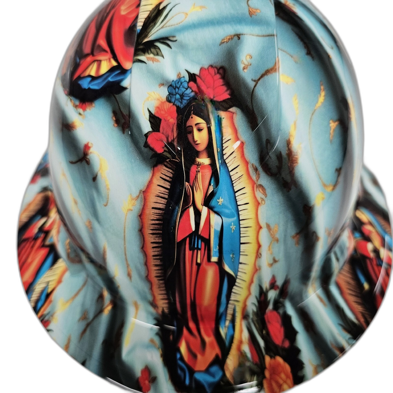 Virgen de Guadalupe Full Color hard hat top view