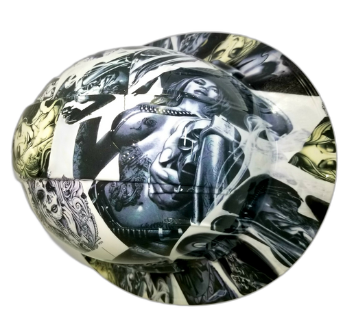 Viva Mi Raza Chicano Tattoos Custom Hydro Dipped Full Brim Hard Hat - Top View