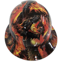 Fire Breathing Dragon Custom Hydro Dipped Full Brim Hard Hat - Top View