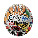 Construction Sticker Bomb Custom Hydro Dipped Full Brim Hard Hat - Top View