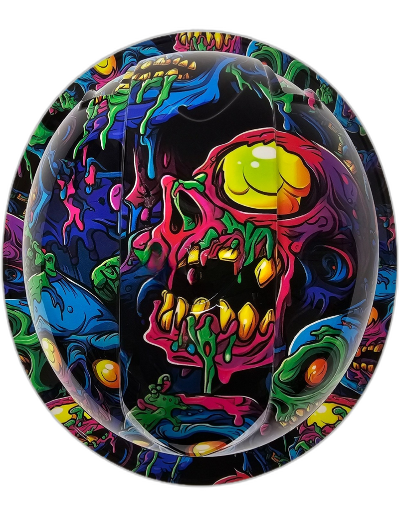 Neon Psycho Zombies Glow Art hard hat top view