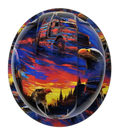 American Trucker White Line Fever Custom Hydro Dipped Full Brim Hard Hat - Top View