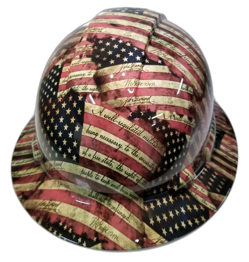 American Patriot Art Custom Hydro Dipped Full Brim Hard Hat - Top View