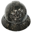 Top Hat Spider Web Skulls Custom Hydro Dipped Full Brim Hard Hat - Top View