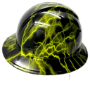 Lime Lightning Custom Hydro Dipped Full Brim Hard Hat - Top View