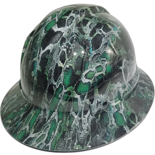 Super Snake Skin Custom Hydro Dipped Full Brim Hard Hat - Top View