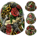 Hustle Hard Knuckles Roses Custom Hydro Dipped Full Brim Hard Hat - Top View