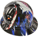 Liberty Or Death American Punisher USA Custom Hydro Dipped Full Brim Hard Hat - Top View