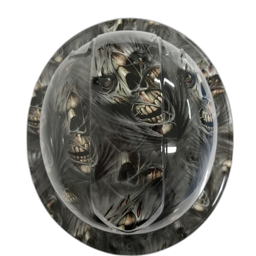 Ripping Out Skull Faces Hat Custom Hydro Dipped Full Brim Hard Hat - Top View