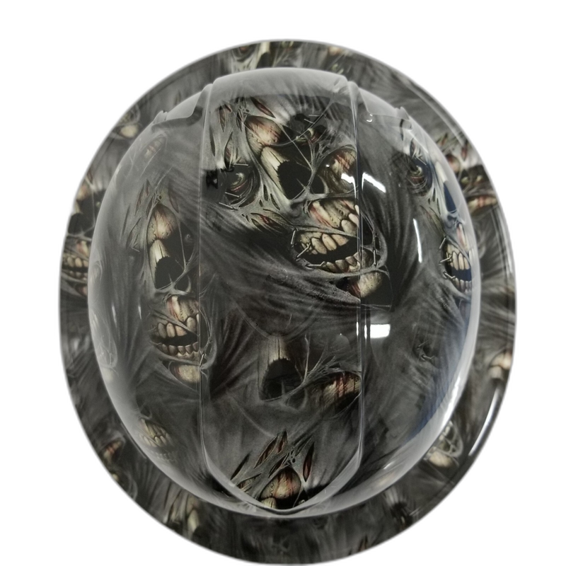 Ripping Zombie Skull Faces hard hat top view