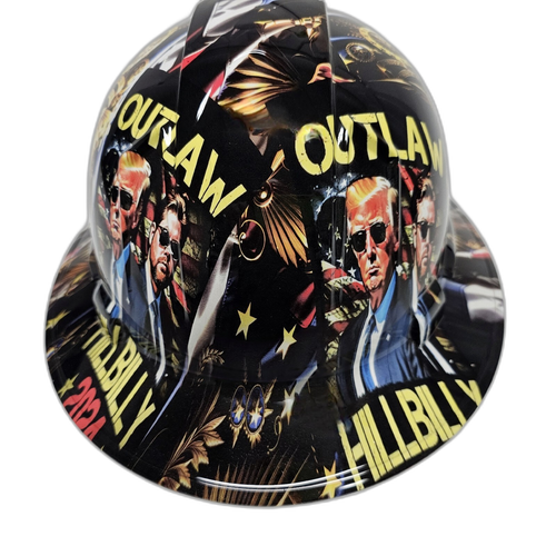 Vance Outlaw Hillbilly 2024 Pres Custom Hydro Dipped Full Brim Hard Hat - Top View