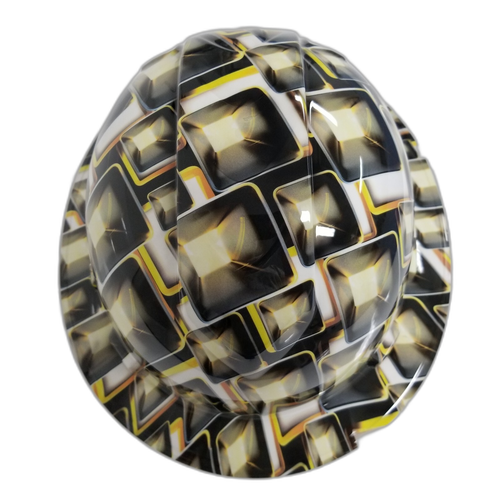 Hollywood Superstar Flash Cubes Custom Hydro Dipped Full Brim Hard Hat - Top View