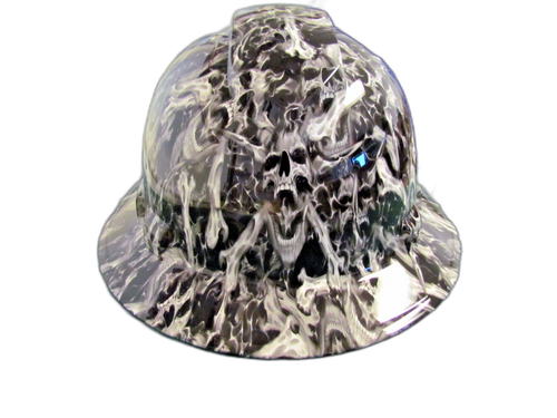 Screaming Skull Custom Hydro Dipped Full Brim Hard Hat - Top View