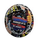 Construction Worker Sticker Bomb Custom Hydro Dipped Full Brim Hard Hat - Top View