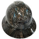 Grim Reaper Maltese Cross Skulls Custom Hydro Dipped Full Brim Hard Hat - Top View