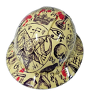 Alchemy Occult Wiccan Pentagram Custom Hydro Dipped Full Brim Hard Hat - Top View