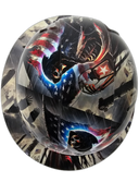 American Grim Reaper USA Flag Waving Custom Hydro Dipped Full Brim Hard Hat - Top View