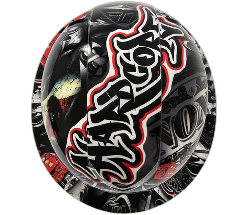 Laugh Now Cry Later Hardcore American Custom Hydro Dipped Full Brim Hard Hat - Top View