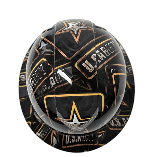 U.S. Army Badges Armed Services Custom Hydro Dipped Full Brim Hard Hat - Top View