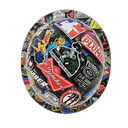 Plumbers Sticker Bomb Custom Hydro Dipped Full Brim Hard Hat - Top View