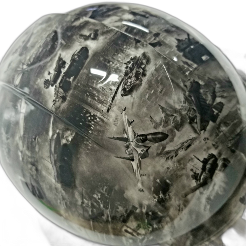 War Machine Camo Tanks Planes Ships Custom Hydro Dipped Full Brim Hard Hat - Top View