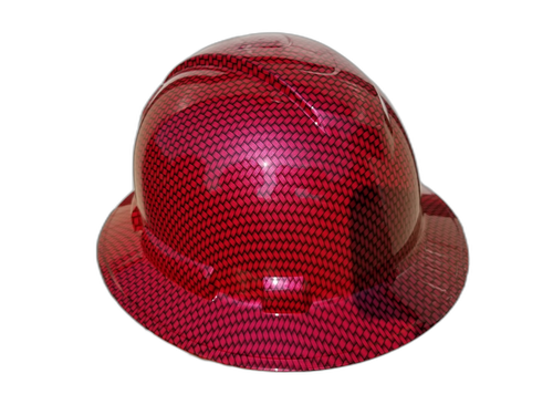 Candy Apple Red Custom Hydro Dipped Full Brim Hard Hat - Top View