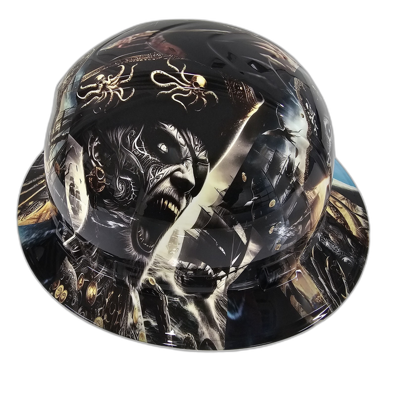 Pirate Skull & Ghost Ship hard hat top view