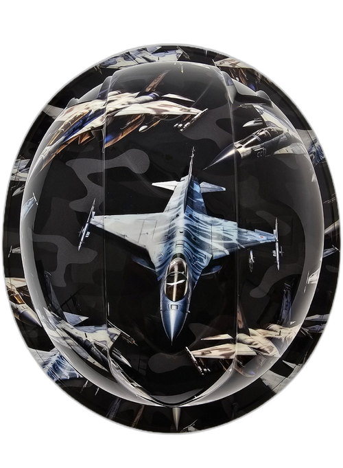 Urban Camo Fighter Jets Custom Hydro Dipped Full Brim Hard Hat - Top View