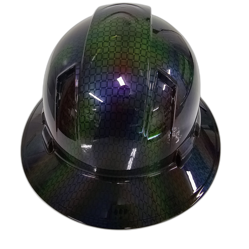 Iridescent Carbon Fiber hard hat top view