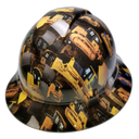 Bulldozer Heavy Equipment Custom Hydro Dipped Full Brim Hard Hat - Top View