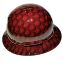 3D Red Hex Carbon Deep 3D Effects Custom Hydro Dipped Full Brim Hard Hat - Top View