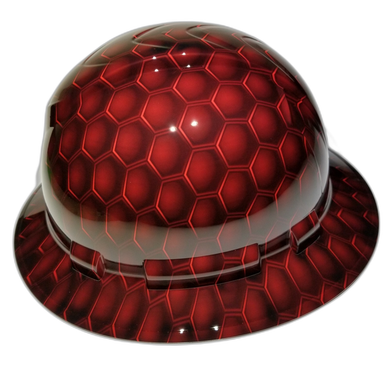 Red 3D Hex Carbon Honeycomb hard hat top view