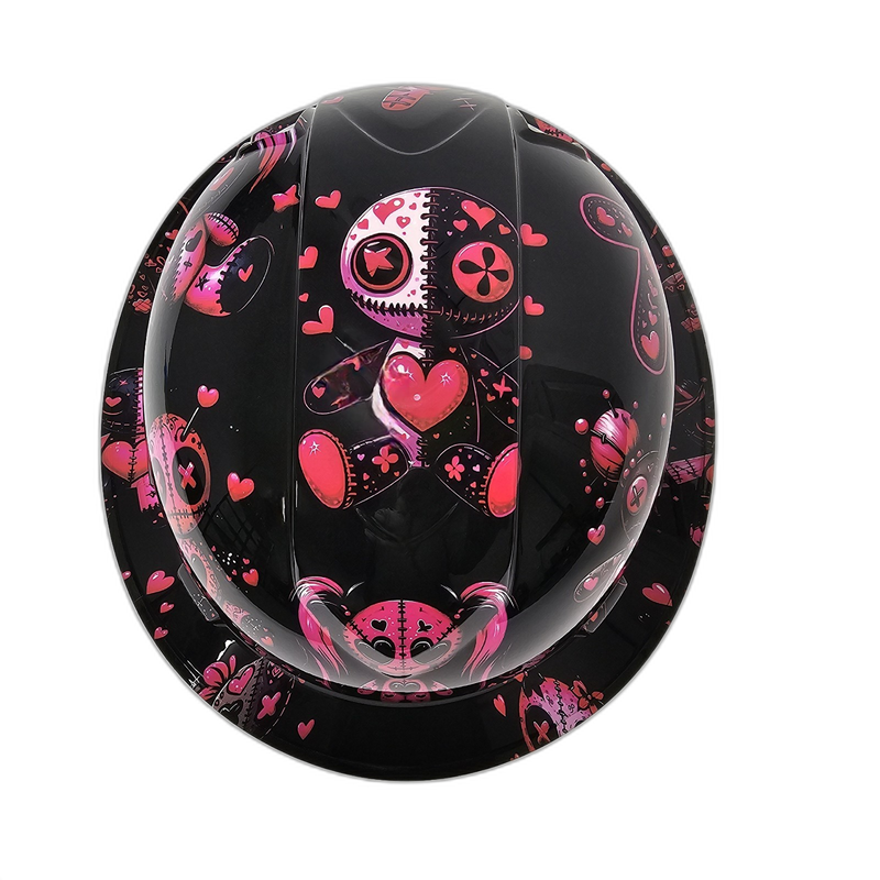 Hot Pink Voodoo Dolls hard hat top view