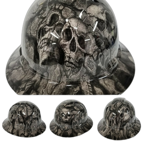 Devils Canyon Skull Camo Custom Hydro Dipped Full Brim Hard Hat - Top View