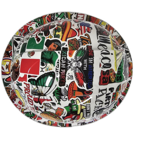 Mexican Sticker Bomb Cinco De Mayo Custom Hydro Dipped Full Brim Hard Hat - Top View