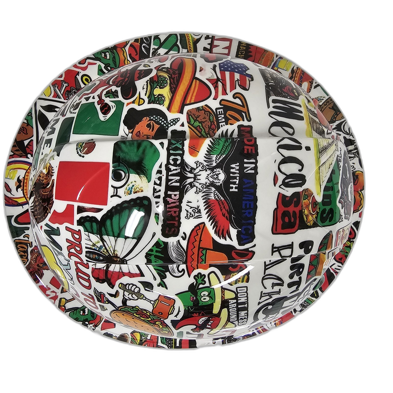 Mexican Pride Sticker Bomb hard hat top view