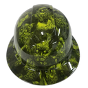 Hi Vis Green Melting Zombies Custom Hydro Dipped Full Brim Hard Hat - Top View