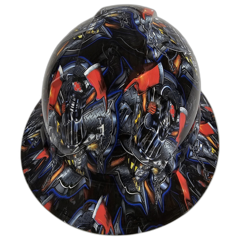 Heavy Duty Fireman F/D Clean Custom Hydro Dipped Full Brim Hard Hat - Top View