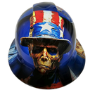 Weathered American Patriot Liberty Custom Hydro Dipped Full Brim Hard Hat - Top View
