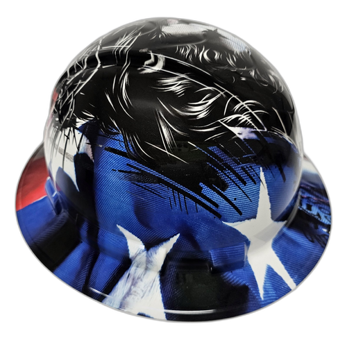 Jesus One Nation Under God Custom Hydro Dipped Full Brim Hard Hat - Top View